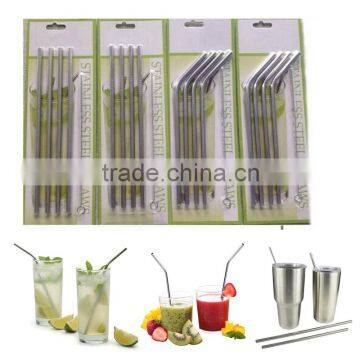 304 Stainless Steel Drinking Straws and Cleaning Brushes 4+1 Set Eco Friendly Funny Drinking Straw