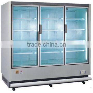 3 glass doors Supermarket refrigerator with ASPERA Compressor