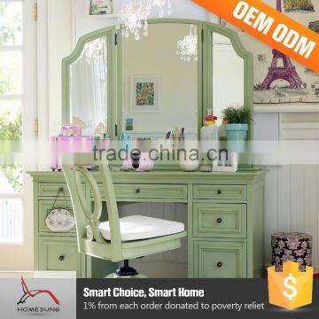 Very Cheap Furniture Mirrored Glass Foldable Dresser Particle Board Dressing Table In Venetian