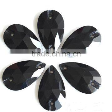 Fashion Teardrop Flat Back Two Holes Crystal Stone Design for Dresses photo-3