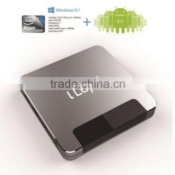 Windows 8.1 android 4.4 dual OS 32G large flash memory metal mini computer