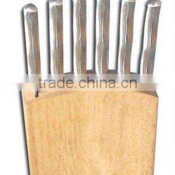 5pcs stainless steel handle knives set with wooden block