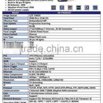 IW-P3026GST Bullet 3.0MP 3.6mm Lens IR 30m ONVIF photo-3
