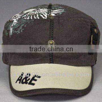 2014 Fashion embroidery denim military cap