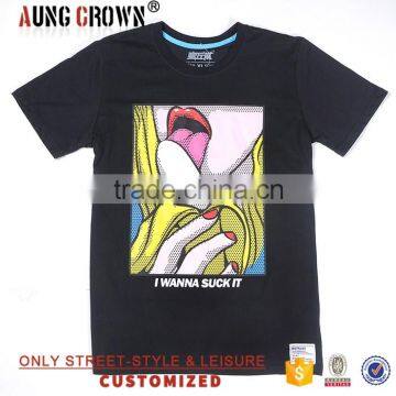 Men Pure Cotton Custom Printing Black T Shirt Anti-Pilling And Anti-Shrink Short Sleeve