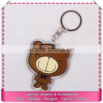 Make acrylic bear keychains, low price printed acrylic keychain