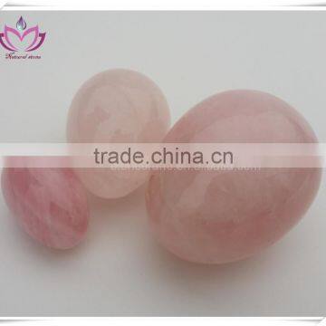 3-pcs Value Set of Rose Quartz Yoni Eggs, Drilled, Large/Medium/Small 3 Sizes