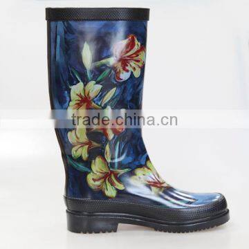 Ladies Flower Print Rubber Wellies