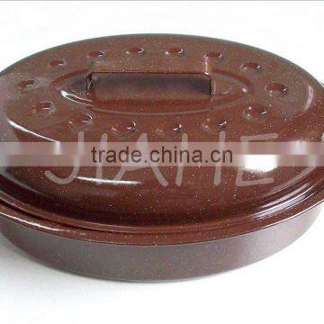 Chocolate Enamel Oval Chicken Roaster