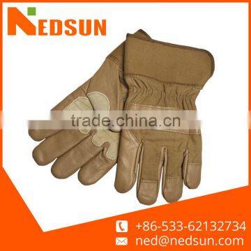 Double palm cow leather protective women garden gloves