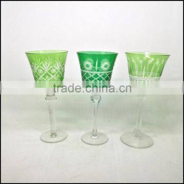 6 oz -12 oz Green Series Hand Cut Home Daily Used Wine Glass With Polished Blue Stem photo-6