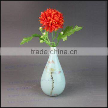 traditional China hand painted lotus flower mini stoneware vase antique