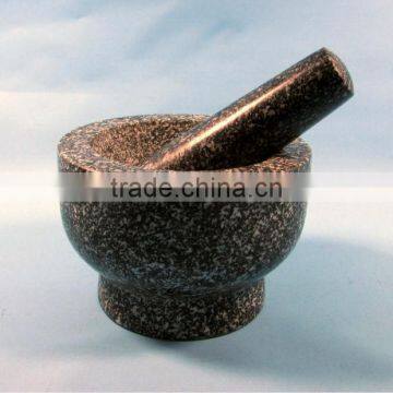 polised granite mortar and pestle with unique design