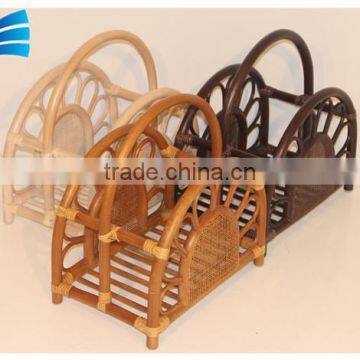 Rattan Wicker Magazine Newspaper Rack Holder With Handle photo-4