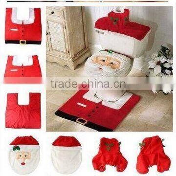 2015 New Best-selling Christmas Gifts 3Pcs In One Christmas Decorations Happy Santa Toilet Seat Cover and Rug Bathroom Set