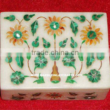 White Marble Inlay Home Decorative Jewelry Box