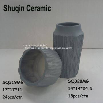 Matt Gray Color Vase Indoor Vase Ceramics Vases Home Decoration photo-2