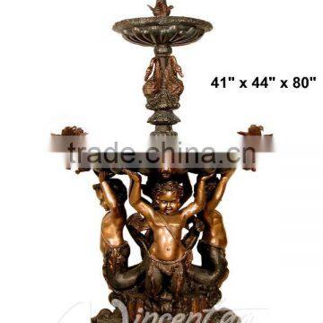 Outdoor decor bronze children water fountain for sale