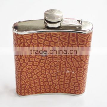 High quality lether flat hip flask