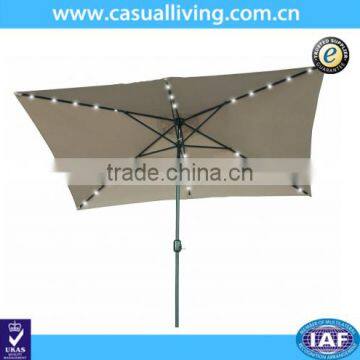 Outdoor Used Rectangular Solar Powered LED Lighted Patio Umbrella