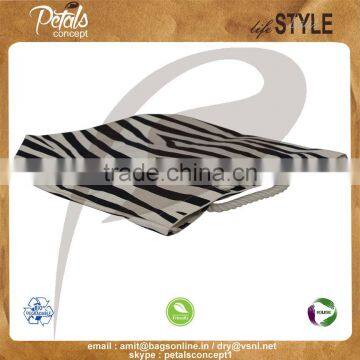 12 OZ Natural Canvas Tote Bag With Over All Zebra Prints & With Rope Handle photo-5