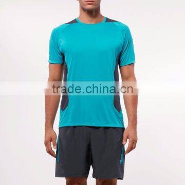 contrast panel dri fit polyester breathable running t shirt