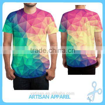 2015 new design man t-shirts colorful short sleeves rainbow 100% cotton man t-shirts