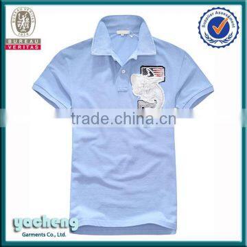 Fashion custom high quality patch polo t shirt made in china