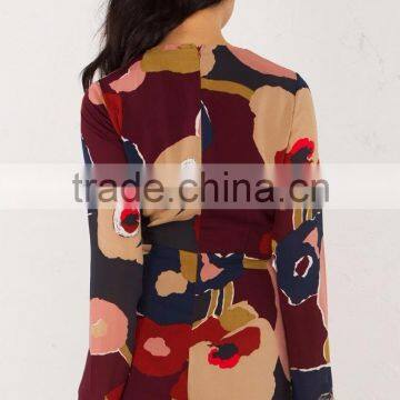 Printing Long Sleeve V Neck Playsuit Jumpsuits for Women 2016 Sexy photo-3