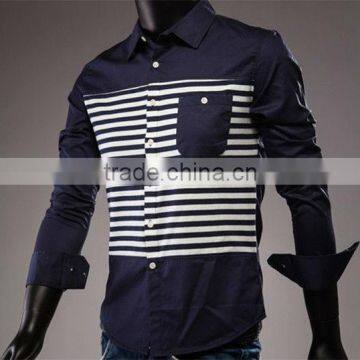 British Style Slim Fit Man Shirts Contrast Stripes Fashion Long Sleeve Mens Shirts photo-4
