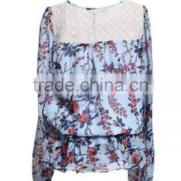 Newest Styles Women's Long Sleeve Peplum Models of Blouse in Chiffon photo-2