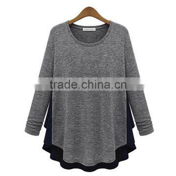 Competitive Price Good Quality Factory Direct Contrast Color Round Neck Asymmetrical Women Different Types of Blouse Designs photo-2