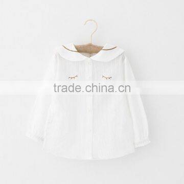 2017 Wholesale Boutique Girl Clothing Sweat Cotton and Linen Long Sleeve Shirt With Cartoon Cat Collar photo-2