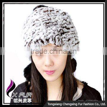 CX-C-111A Fashion Wholesale Lady Stock Knitted Winter Rex Rabbit Fur Hat