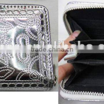 Fashion new silver stitching crown leather pu wallet