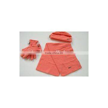 Red Polar Fleece Hat Scarf Glove Sets photo-5