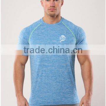 Mens Heather Spandex Polyester Dry Fit T Shirt OEM Raglan Short Sleeve Sport Shirt Bulk Wholesale Gym Fitness Clothing