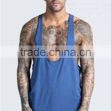 Navy Washed Gym Vest Longline Curved Hem Tank Top Racerback Stringer Tank Top Long Drop Fitness Tank Top Wholesale