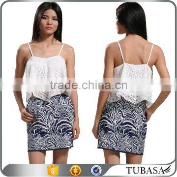 Factory Supply Plus Size Blue Striped Skirt Women's Fashion Bottom Wear Printed Skirt