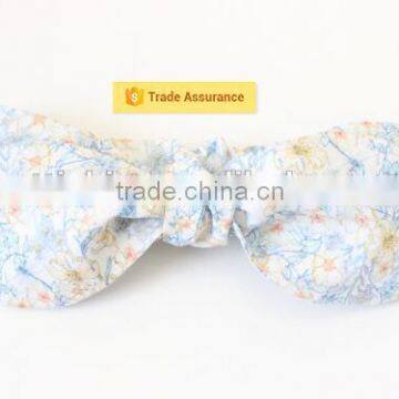 100% Knitted Cotton Flower Ribbon Headband Baby Kids Girl Dots Crochet Top Knot Headband photo-4