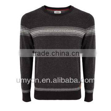 2014 Hot sale jacquard ribbed wool blended men's pullover sweater