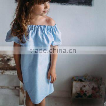 Mother Daughter Matching Dress Mommy And Me Off Shoulder Top Girl Blue Dress Frill Girl photo-3