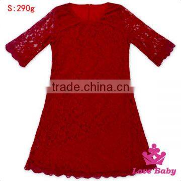 Last Frock Design Teenage Girls Floral Rose Lace Short Sleeve A-line Wedding Dress photo-3