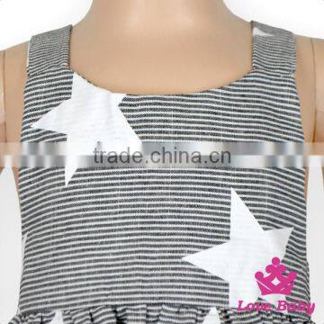 Latest Children Dress Designs Stripe Star Printed Backless Halter Bow Young Girls Wearing Sleeveless Short Skirts