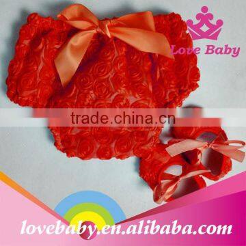 Wholesale Rosette Ruffle Panties Baby Panties Bloomer With Shoes Sets photo-2