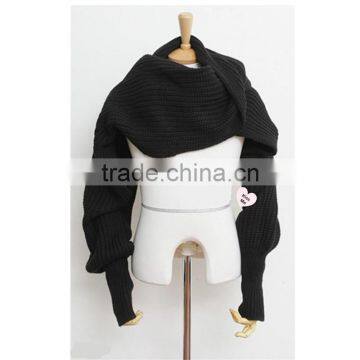 Free size hot sale korean style latest woolen scarf with sleeve novelty winter hijab scarf,muffler