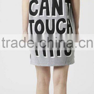 Korean Fashion Girls Style 2015 Summer Oversized Striped Back Letters Print T Shirt Dress