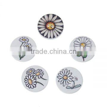 Wood Sewing Buttons Scrapbooking 2 Holes Round At Random Flower Pattern 20mm Dia