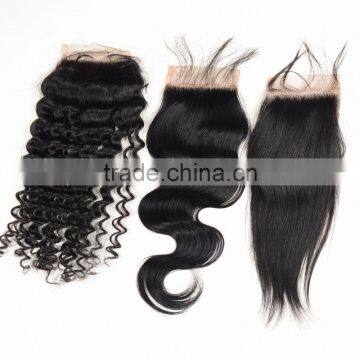 Alibaba fast shipping high quality free part lace closure , human hair closure