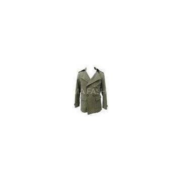 Male Dark Green Microsanded Cotton Coat and Jackets With Military Collar